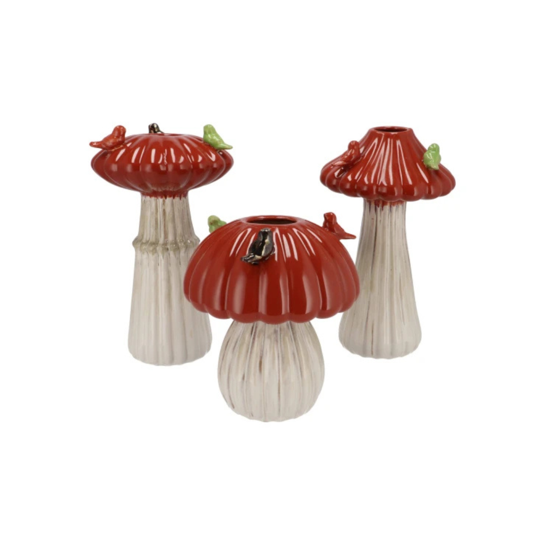 Vase Oiseau Champignon Rouge